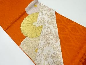 アンティーク　菊に松竹梅模様織出し開き名古屋帯（額縁仕立て）（着用可）